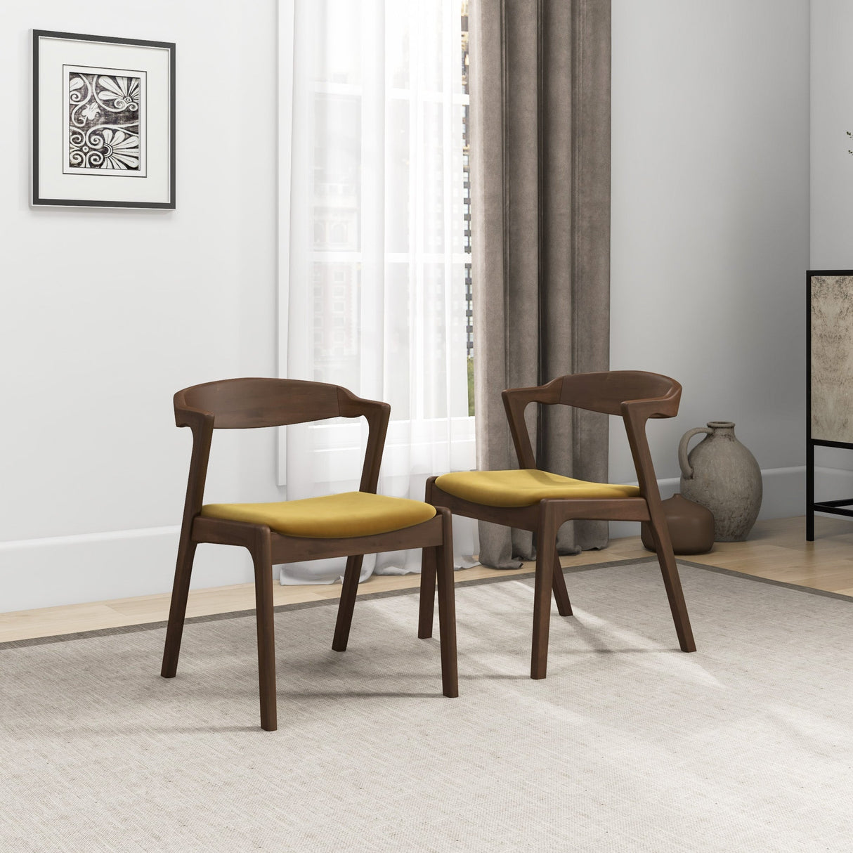 Dakota Dark Yellow Velvet Dining Chair from Ashcroft Furniture - Luna Furniture