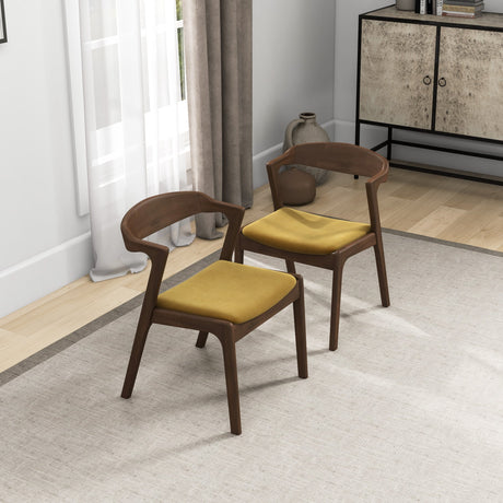 Dakota Dark Yellow Velvet Dining Chair from Midinmod - Luna Furniture