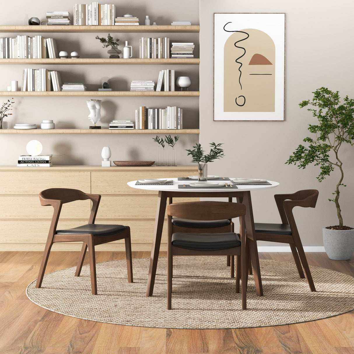 Dakota Black Leather Solid Wood Dining Chair from Ashcroft Furniture - Luna Furniture