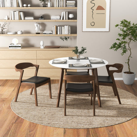 Dakota Black Leather Solid Wood Dining Chair from Ashcroft Furniture - Luna Furniture