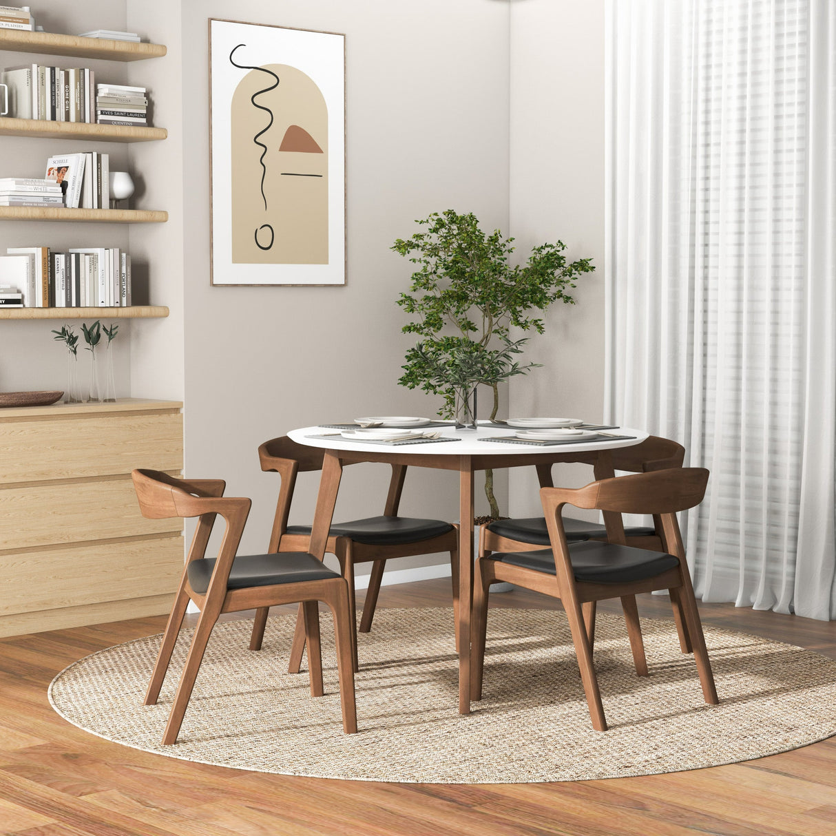 Dakota Black Leather Solid Wood Dining Chair from Ashcroft Furniture - Luna Furniture