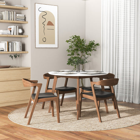 Dakota Black Leather Solid Wood Dining Chair from Ashcroft Furniture - Luna Furniture
