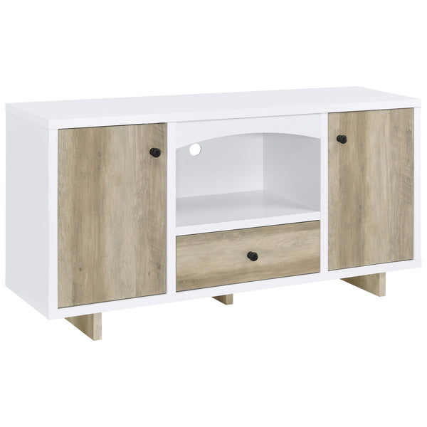 Dalton White and Distressed Pine 2-Door Storage Credenza