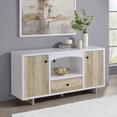 Dalton White and Distressed Pine 2-Door Storage Credenza from Coaster - Luna Furniture