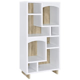 Dalton White and Distressed Pine 65-inch 6-Shelf Bookcase from Coaster - Luna Furniture