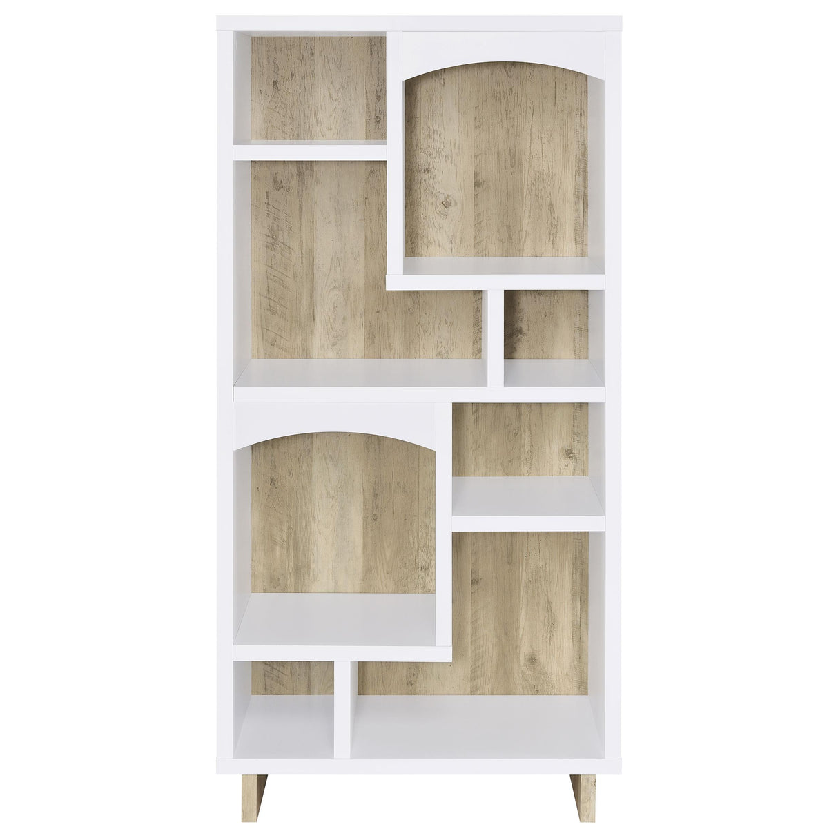 Dalton White and Distressed Pine 65-inch 6-Shelf Bookcase from Coaster - Luna Furniture