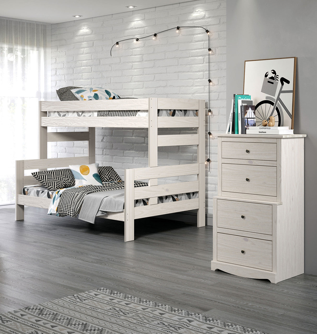 Damaris White Twin/Full Bunkbed from Furniture of America - Luna Furniture