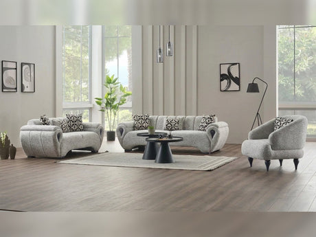 Damla Cream 3-Piece Living Room Set (Sofa & Loveseat & Chair) from Furnia - Luna Furniture