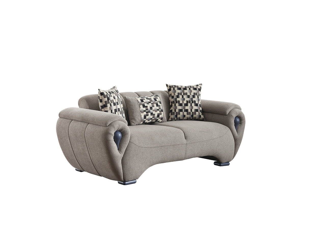 Damla 3-pieces (Sofa & Loveseat & Chair) Livingroom Set in Cream from Furnia - Luna Furniture