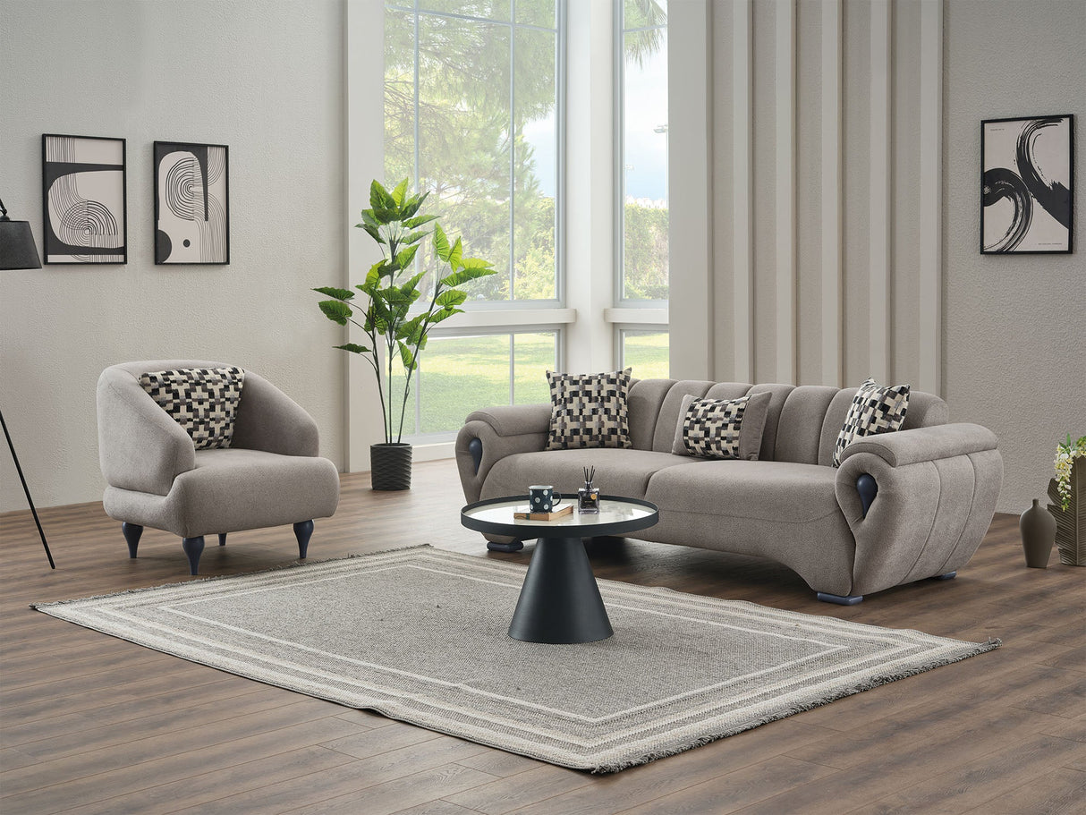 Damla 3-pieces (Sofa & Loveseat & Chair) Livingroom Set in Cream from Furnia - Luna Furniture