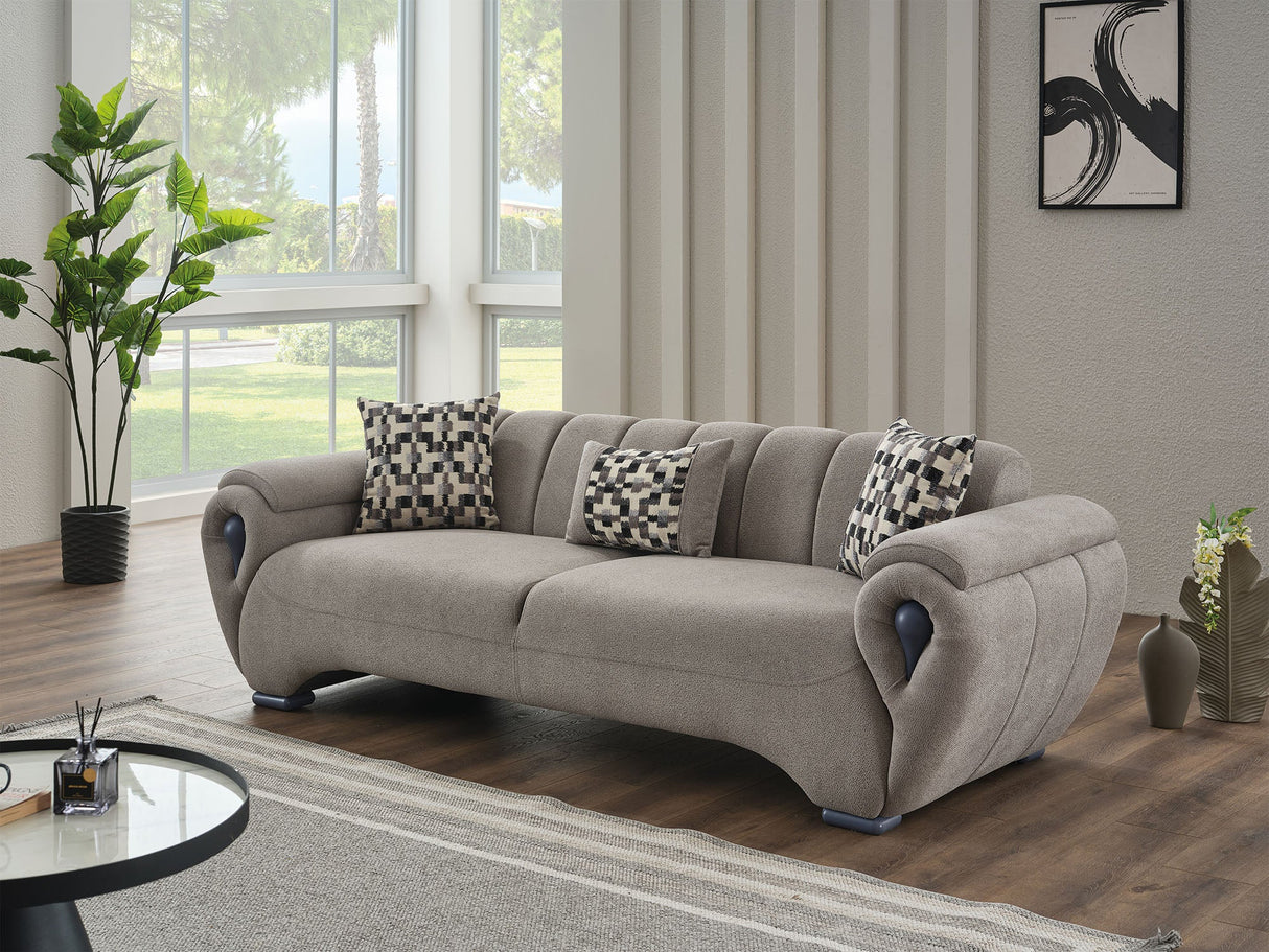 Damla 3-pieces (Sofa & Loveseat & Chair) Livingroom Set in Cream from Furnia - Luna Furniture