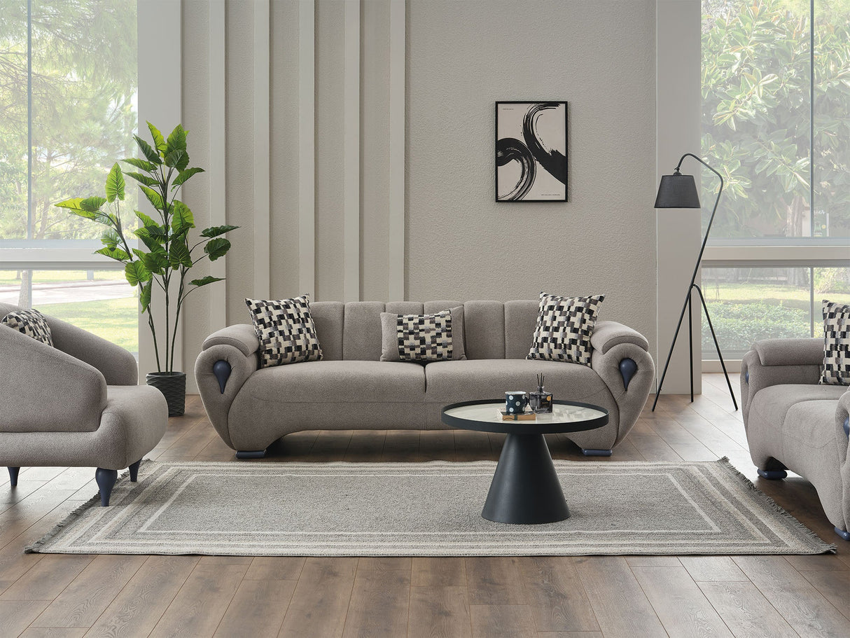 Damla 3-pieces (Sofa & Loveseat & Chair) Livingroom Set in Cream from Furnia - Luna Furniture