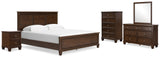 Danabrin California King Panel Bed with Mirrored Dresser, Chest and Nightstand in Brown from Ashley Furniture - Luna Furniture