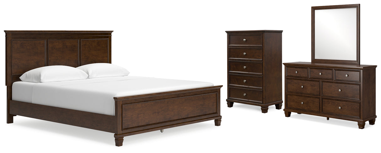 Danabrin California King Panel Bed with Mirrored Dresser and Chest in Brown from Ashley Furniture - Luna Furniture