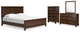 Danabrin California King Panel Bed with Mirrored Dresser and Chest in Brown from Ashley Furniture - Luna Furniture