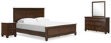 Danabrin California King Panel Bed with Mirrored Dresser and Nightstand in Brown from Ashley Furniture - Luna Furniture