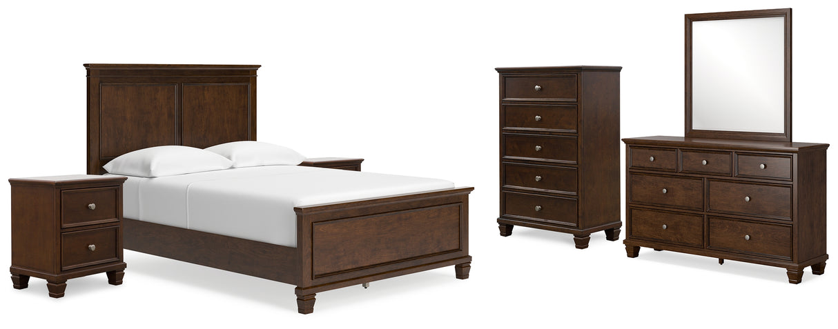 Danabrin Full Panel Bed with Mirrored Dresser, Chest and 2 Nightstands in Brown from Ashley Furniture - Luna Furniture