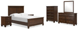 Danabrin Full Panel Bed with Mirrored Dresser, Chest and 2 Nightstands in Brown from Ashley Furniture - Luna Furniture