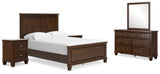 Danabrin Full Panel Bed with Mirrored Dresser and 2 Nightstands in Brown from Ashley Furniture - Luna Furniture