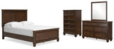 Danabrin Full Panel Bed with Mirrored Dresser and Chest in Brown from Ashley Furniture - Luna Furniture