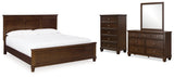 Danabrin King Panel Bed with Mirrored Dresser and Chest in Brown from Ashley Furniture - Luna Furniture