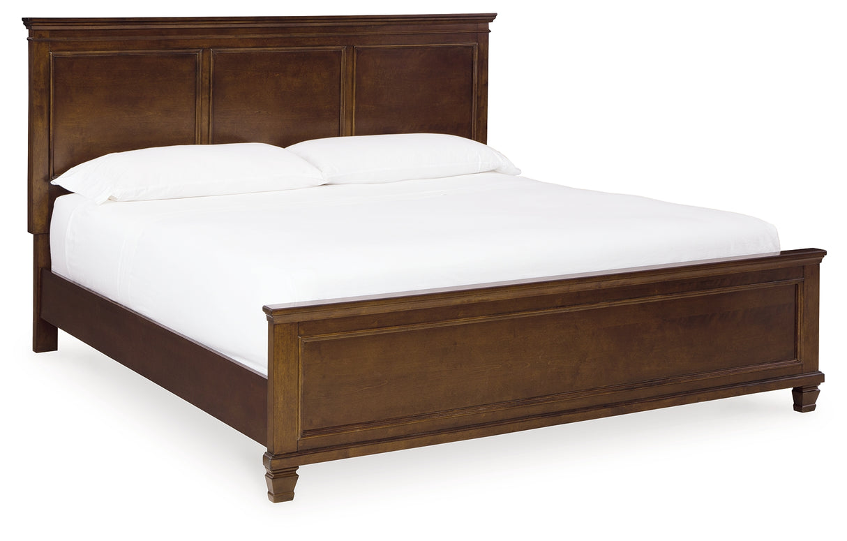 Danabrin King Panel Bed with Mirrored Dresser and Nightstand in Brown from Ashley - Luna Furniture