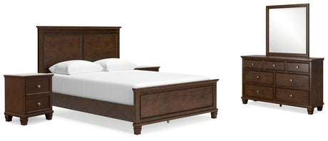 Danabrin Queen Panel Bed with Mirrored Dresser and 2 Nightstands in Brown from Ashley - Luna Furniture