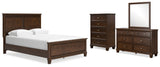 Danabrin Queen Panel Bed with Mirrored Dresser and Chest in Brown from Ashley Furniture - Luna Furniture