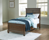 Danabrin Twin Panel Bed with Mirrored Dresser, Chest and 2 Nightstands in Brown from Ashley Furniture - Luna Furniture