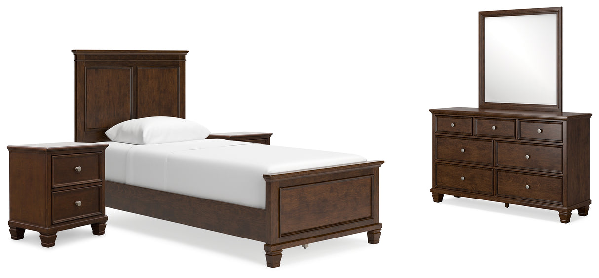 Danabrin Twin Panel Bed with Mirrored Dresser and 2 Nightstands in Brown from Ashley Furniture - Luna Furniture