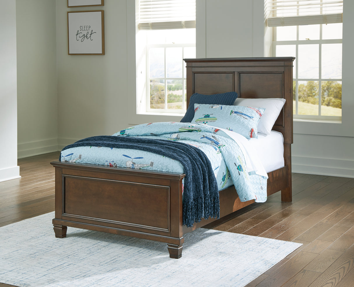 Danabrin Twin Panel Bed with Mirrored Dresser and Chest in Brown from Ashley Furniture - Luna Furniture