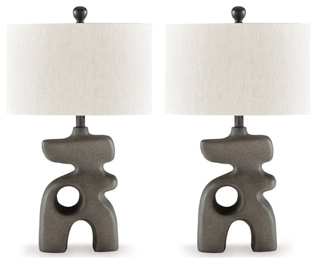 Danacy 2-Piece Table Lamp Set in Distressed Black from Ashley - Luna Furniture
