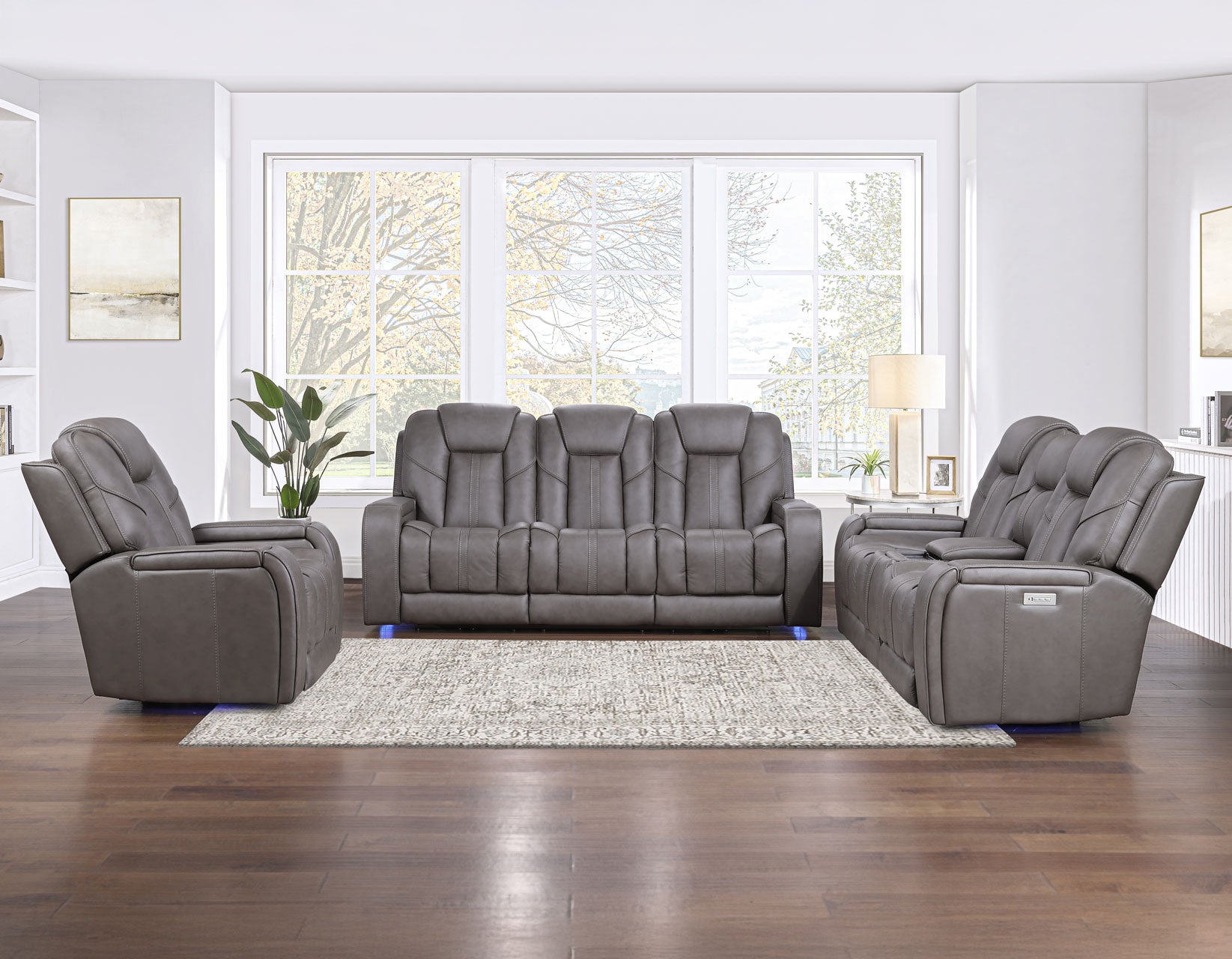 familiar 80cm 3点セット Steve Silver Daniel 3-Piece Triple Power Leather Reclining Home