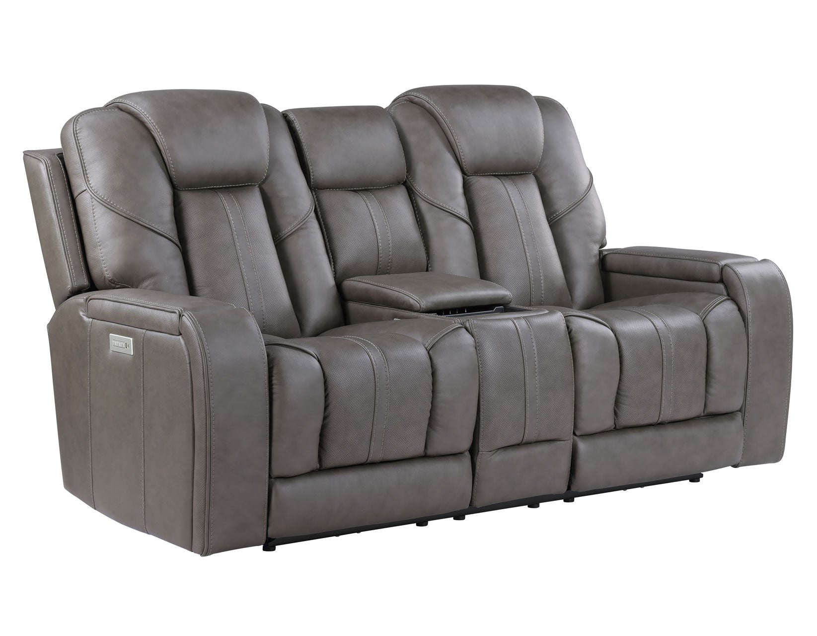 Daniel Triple Power Home Theater Leather Reclining Console