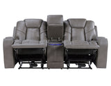Daniel Triple Power Home Theater Leather Reclining Console Loveseat, Built-in Speakers, Heat and Massage from Steve Silver - Luna Furniture