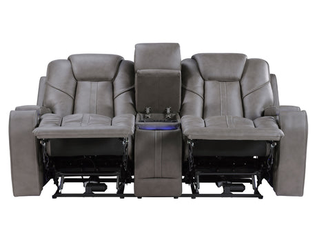 Daniel Triple Power Home Theater Leather Reclining Console Loveseat, Built-in Speakers, Heat and Massage from Steve Silver - Luna Furniture