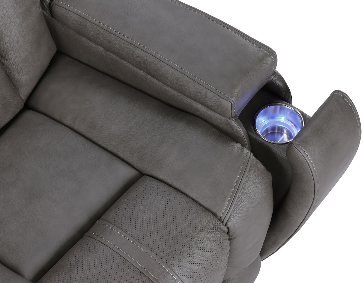 Daniel Triple Power Home Theater Leather Reclining Console Loveseat, Built-in Speakers, Heat and Massage from Steve Silver - Luna Furniture