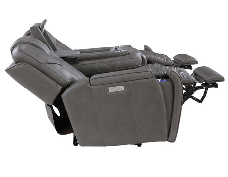 Daniel Triple Power Home Theater Leather Reclining Sofa with Drop-Down Control Console, Built-in Speakers & Vibration, Heat, and Massage from Steve Silver - Luna Furniture