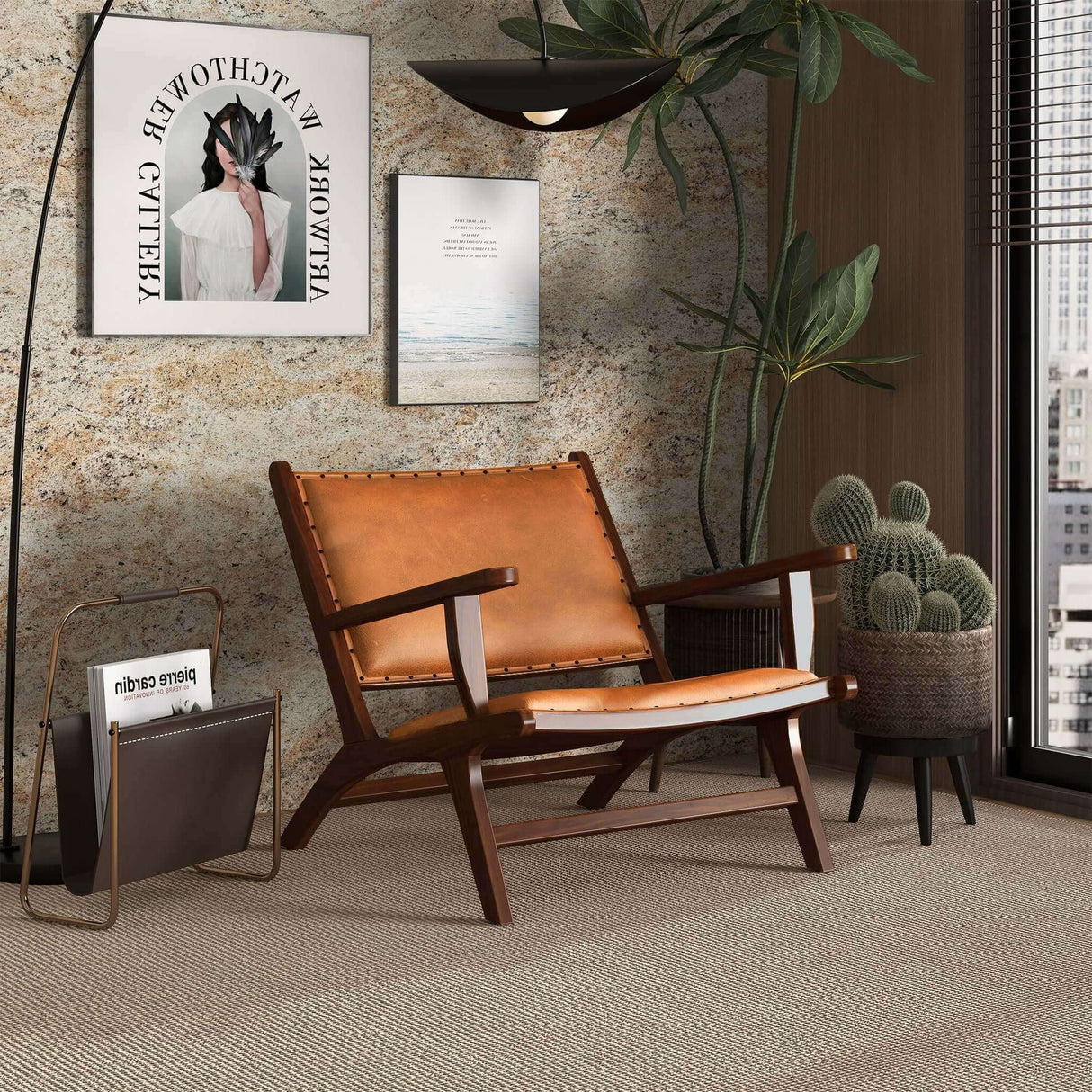 Daniel Tan Leather Arm Chair from Ashcroft Furniture - Luna Furniture