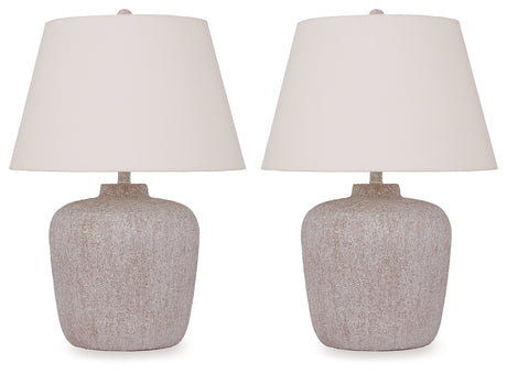 Danry 2-Piece Table Lamp Set in Distressed Cream from Ashley - Luna Furniture