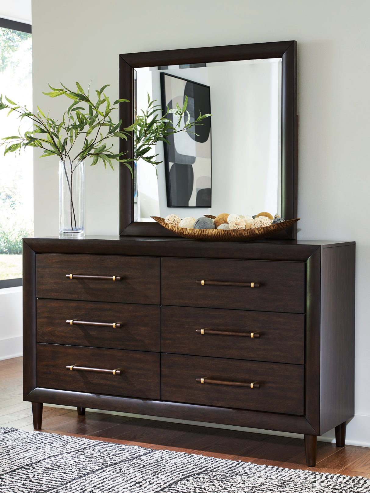 Dantenton Merlot Dresser and Mirror from Ashley Furniture - Luna Furniture
