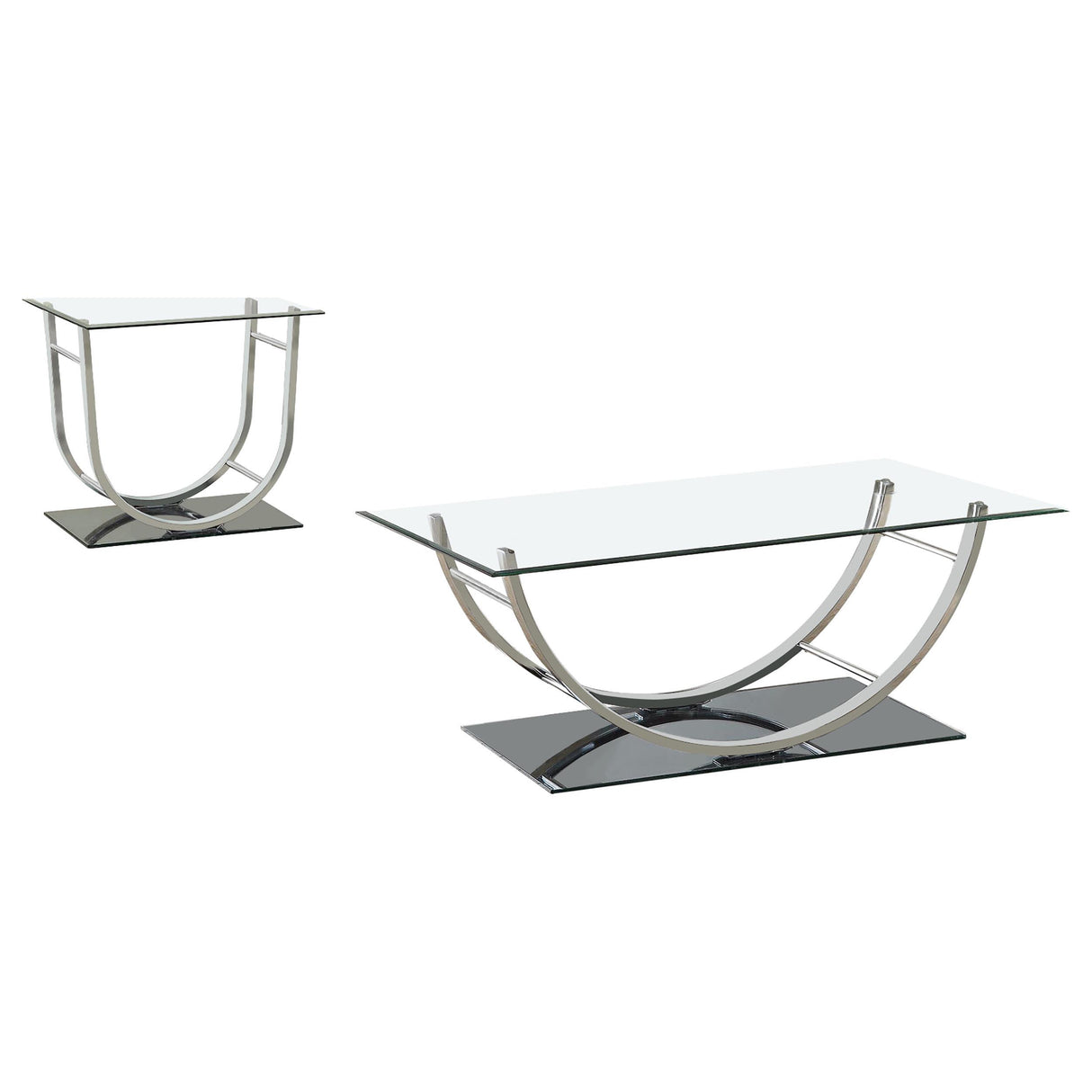 Danville Chrome 2-Piece Glass Top Coffee and End Table Set from Coaster - Luna Furniture
