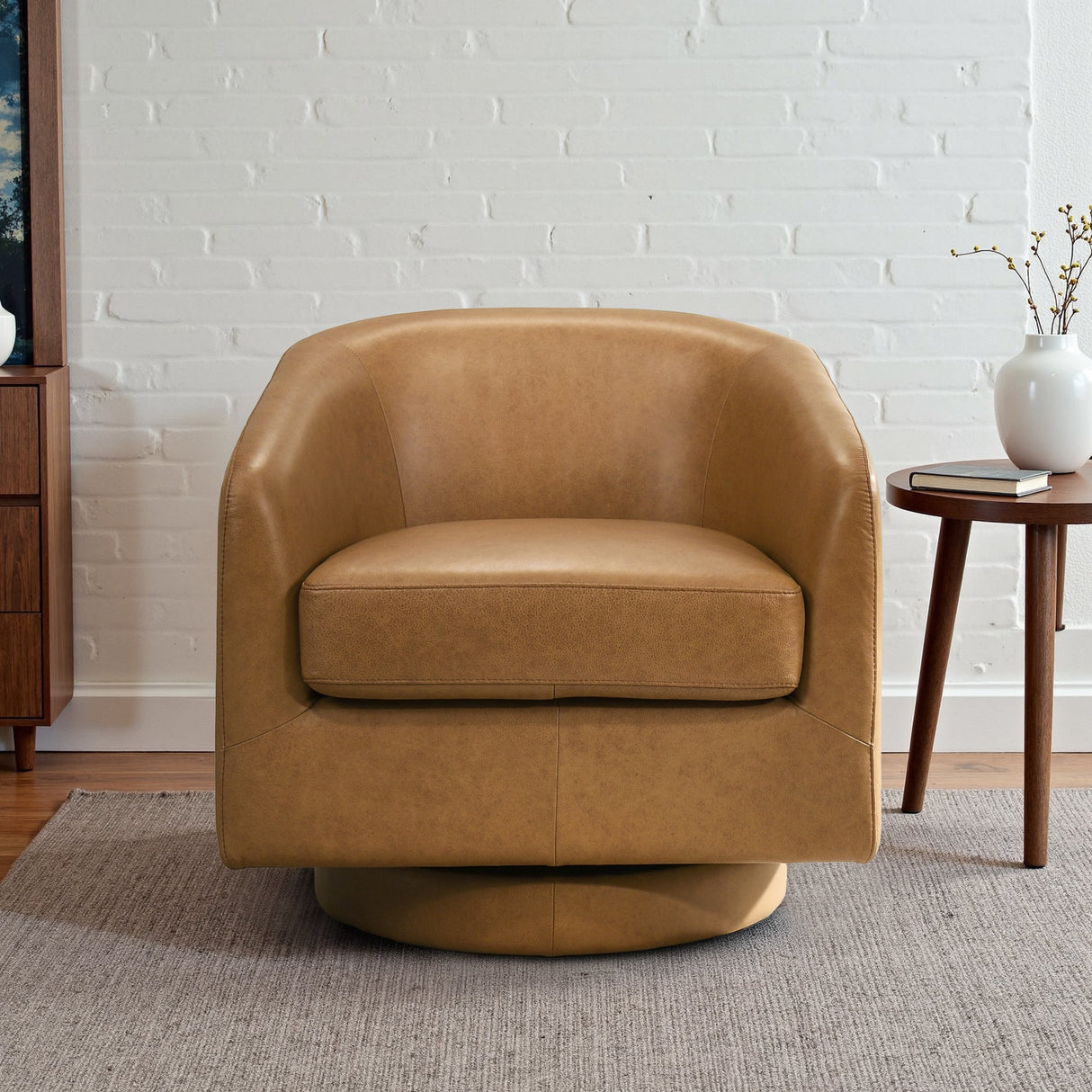 Danville Tan Leather Swivel Chair from Ashcroft Furniture - Luna Furniture
