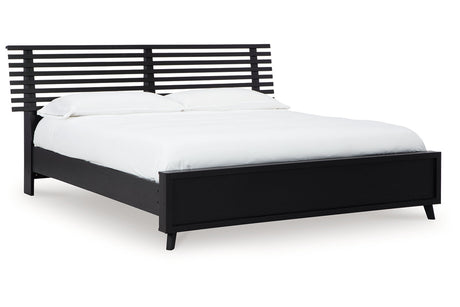 Danziar Black King Slat Framed Platform Bed from Ashley - Luna Furniture