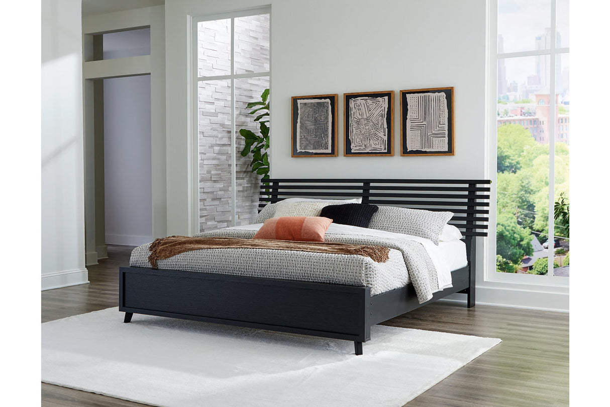 Danziar Black King Slat Framed Platform Bed from Ashley Furniture - Luna Furniture