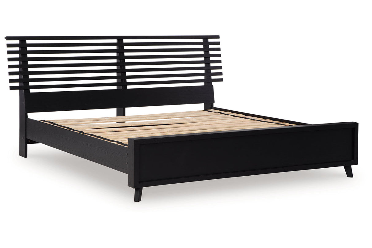 Danziar Black King Slat Framed Platform Bed from Ashley Furniture - Luna Furniture