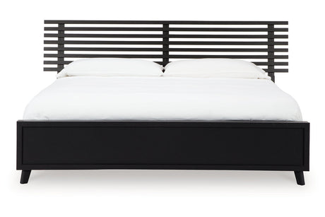 Danziar Black King Slat Framed Platform Bed from Ashley - Luna Furniture