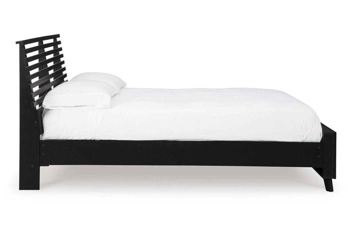 Danziar Black King Slat Framed Platform Bed from Ashley Furniture - Luna Furniture