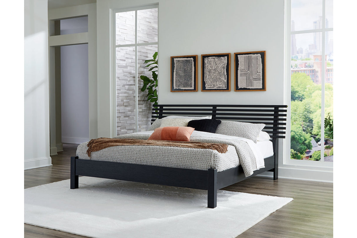 Danziar Black King Slat Platform Bed from Ashley Furniture - Luna Furniture