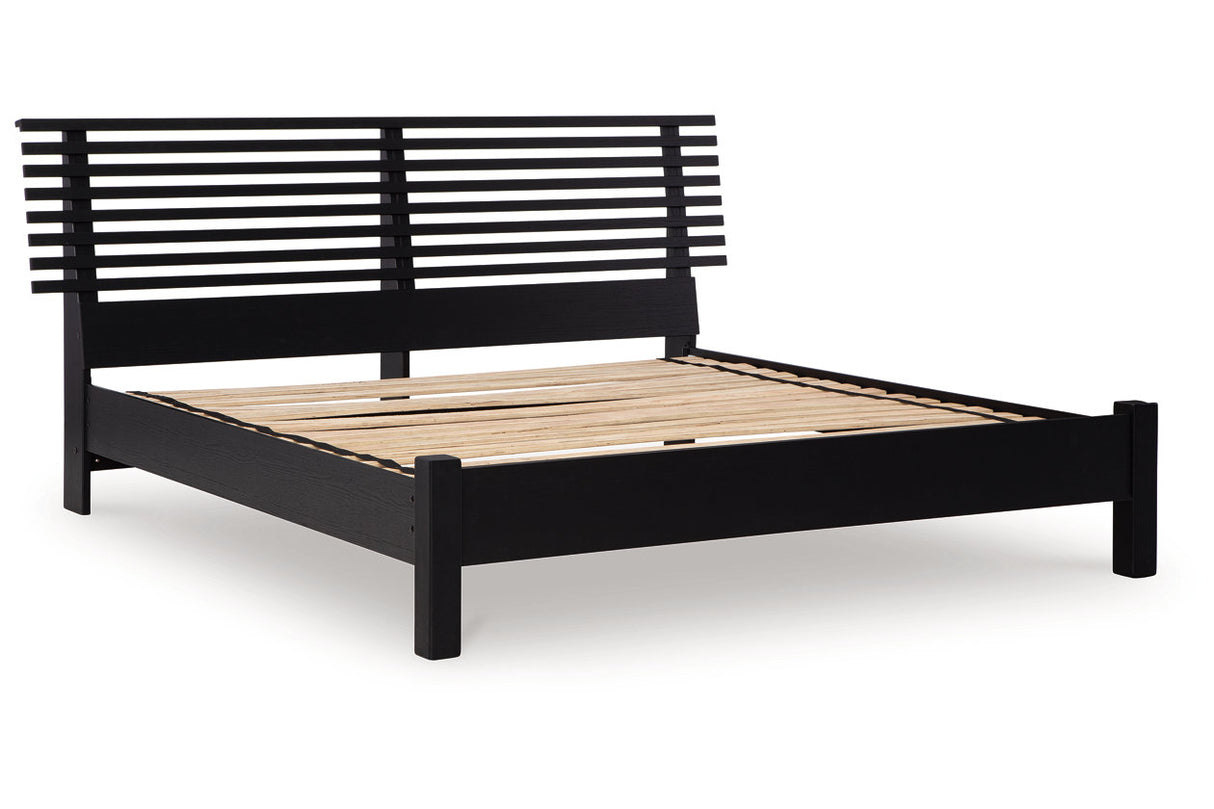 Danziar Black King Slat Platform Bed from Ashley Furniture - Luna Furniture